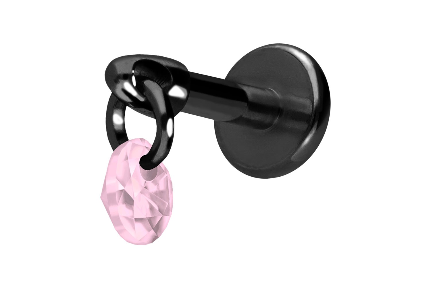 Titan Labret Piercing mit Innengewinde RUNDER KRISTALL